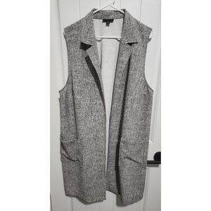 Womens Alfani long dress vest gray duster notch collar XXL